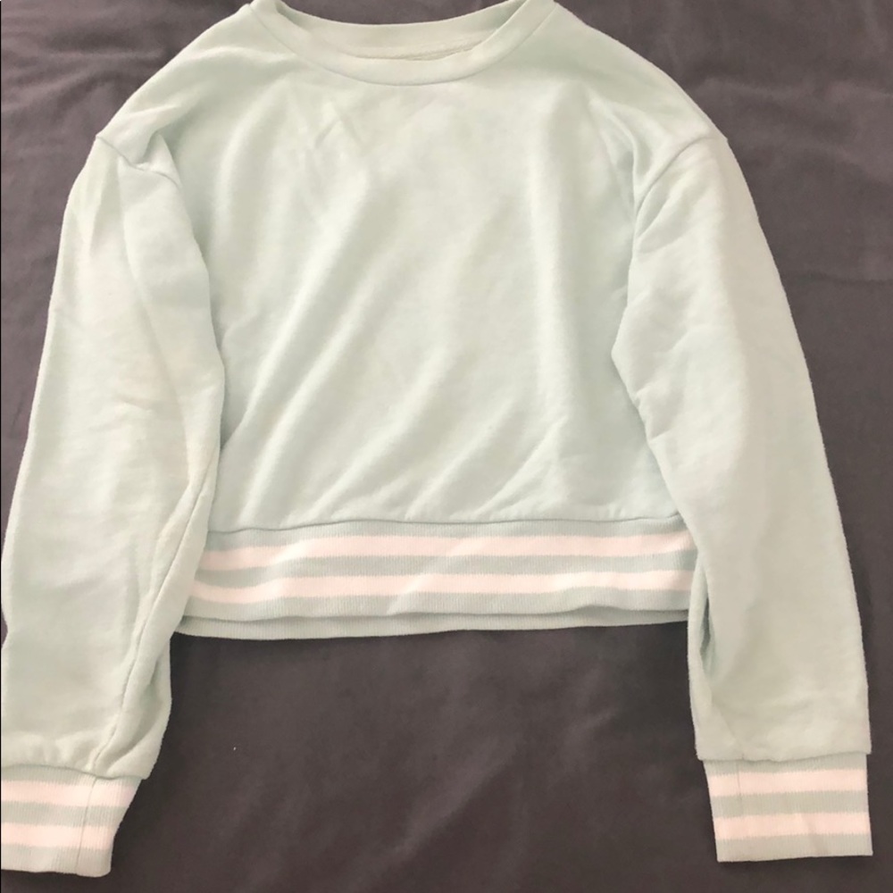 Mossimo Mint Green Varsity Stripe Sweatshirt